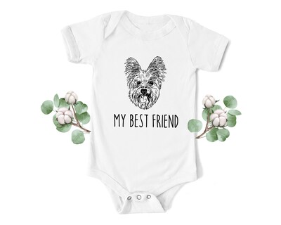 WHITE Custom Pet Face Baby One Piece | Personalized Dog Cat Portrait | My Best Friend Romper | Dad Mom Animal Gift | Shower Holiday Birthday - image1